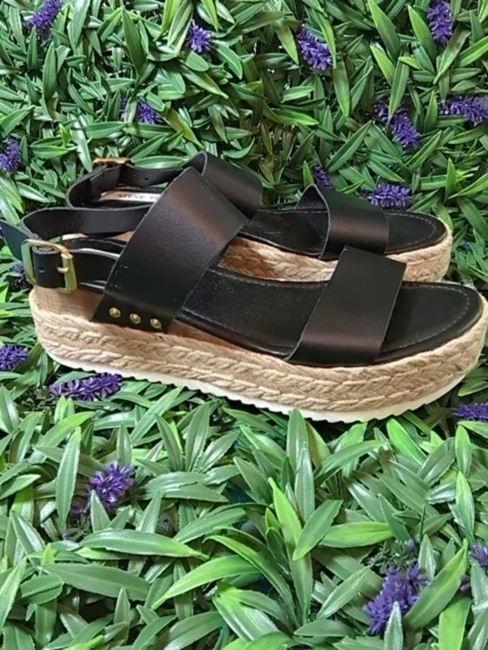 Steve Madden Black Espadrille Platform Sandals
